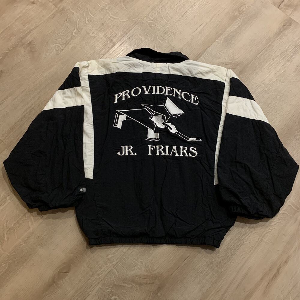 Vintage 90s Providence Jr. Junior Friars Hockey Jacket Youth Boys Medium M Black